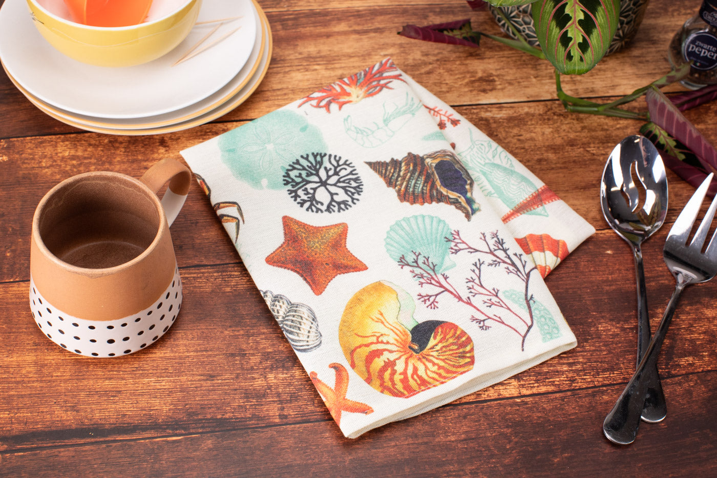 Shallow Seas Printed Tea Towel