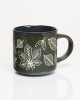 Tasse en céramique 430 mL « Feuilles pressées sculptées à la main »