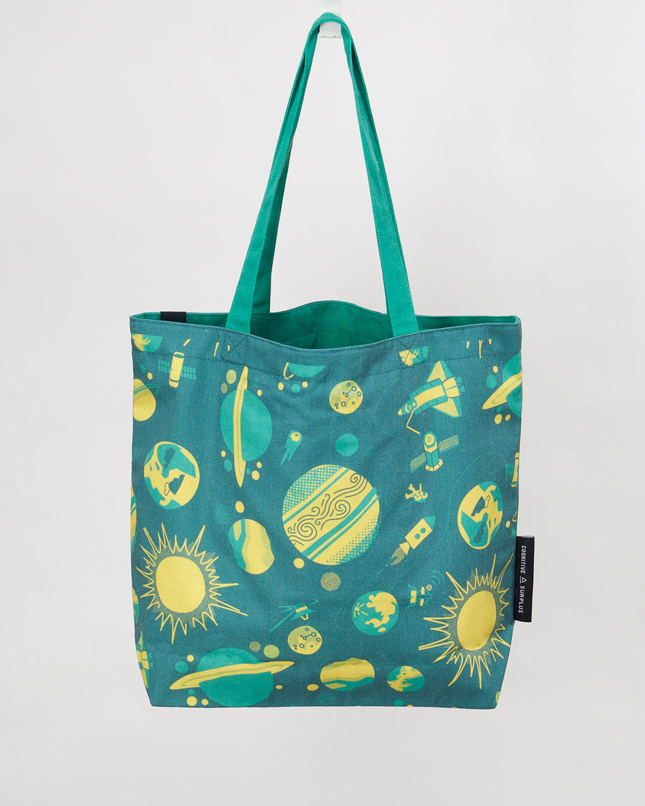 Retro Space Canvas Tote Bag