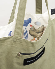 Chickens & Eggs Canvas Shoulder Tote